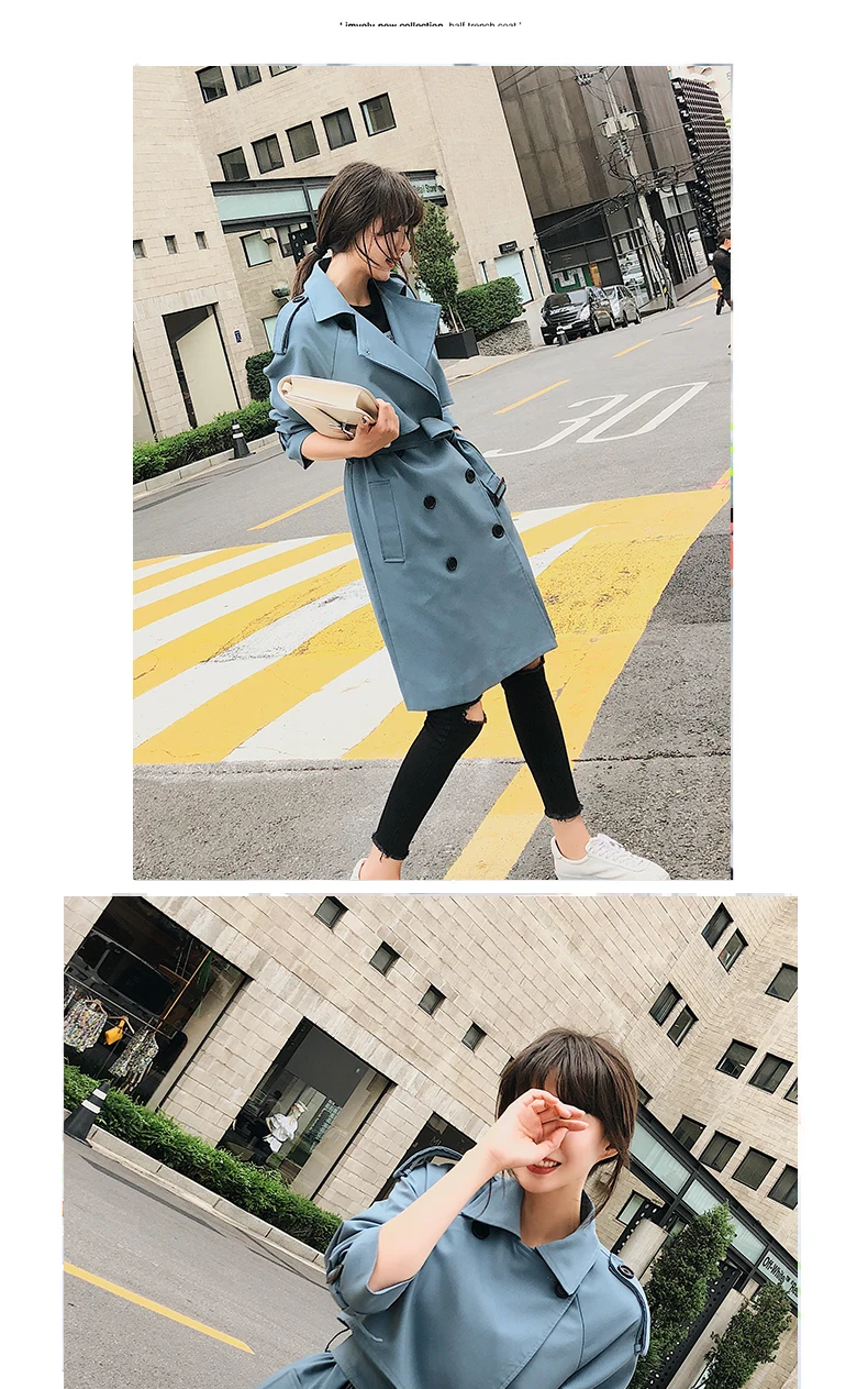 Fitaylor New 2020 Double Breasted Mid-long Trench Coat Women Casual Slim Belt Cloak Vintage Windbreaker Outwear