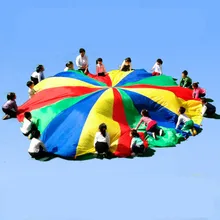 

Dia 2/3/4/5/6M Children Games Rainbow Umbrella Educational Outdoor Sports Toys Fun Cloth Parachute Ballute Kindergarten Kids
