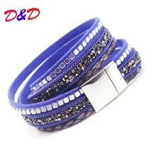 D& D Многослойные браслеты для женщин с металлической веревкой, очаровательный богемный кожаный браслет, женские широкие браслеты и браслеты, ювелирные изделия для женщин