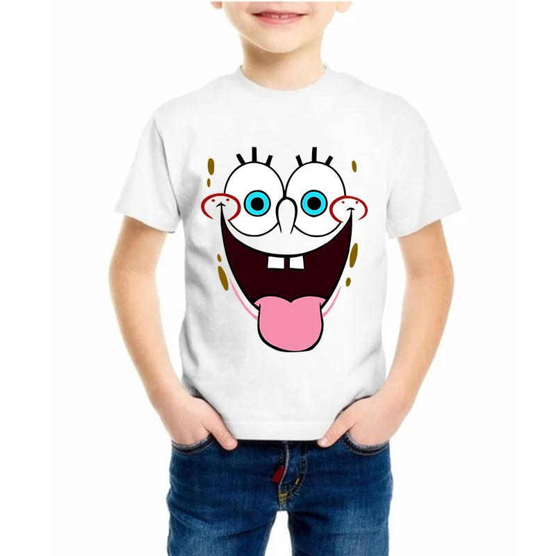 Мультяшная губка, футболка коллекция года, летняя детская одежда для мальчиков и девочек хлопковые топы для маленьких девочек с объемными животными, футболка для мальчиков, Детская футболка