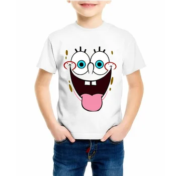 Cartoon Sponge T Shirt  Boys Girls  2019 Summer Children's Clothing 3D Animal  Cotton Toddler Girl Tops Tee Boy Kids  T-shirt 4