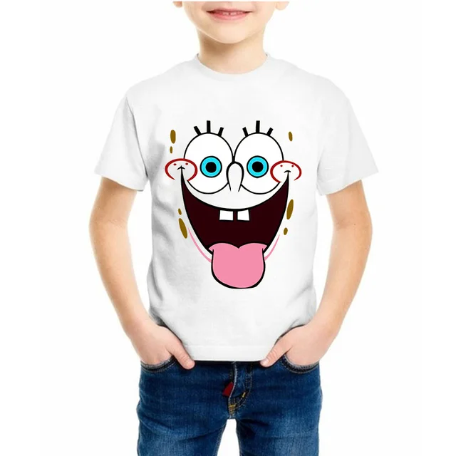 Cartoon Sponge T Shirt  Boys Girls  2019 Summer Children's Clothing 3D Animal  Cotton Toddler Girl Tops Tee Boy Kids  T-shirt 4
