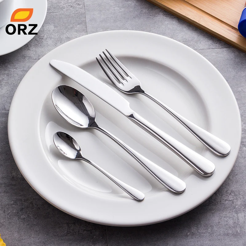 

ORZ 4 PCS/Set Knife Fork Stainless Steel Tableware Set Tableware Kitchen Tools High Quality Dinnerware Set