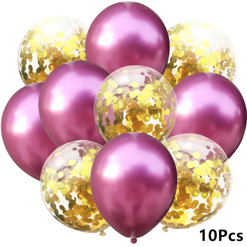 10 шт смешанные шары с золотыми Конфетти День Рождения украшения Металл Хром воздушный шар на день рождения вечерние украшения