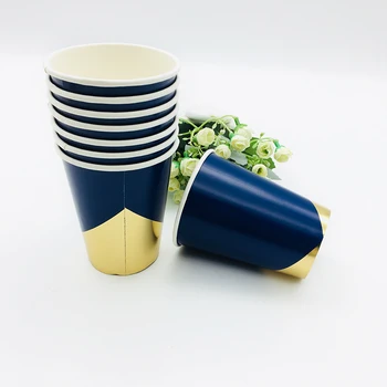 

16pcs/lot Foil Gold Navy Blue Paper Cups Party Decoration Drinking Cups for Children Birthday Baby Shower Easter Party Supplies
