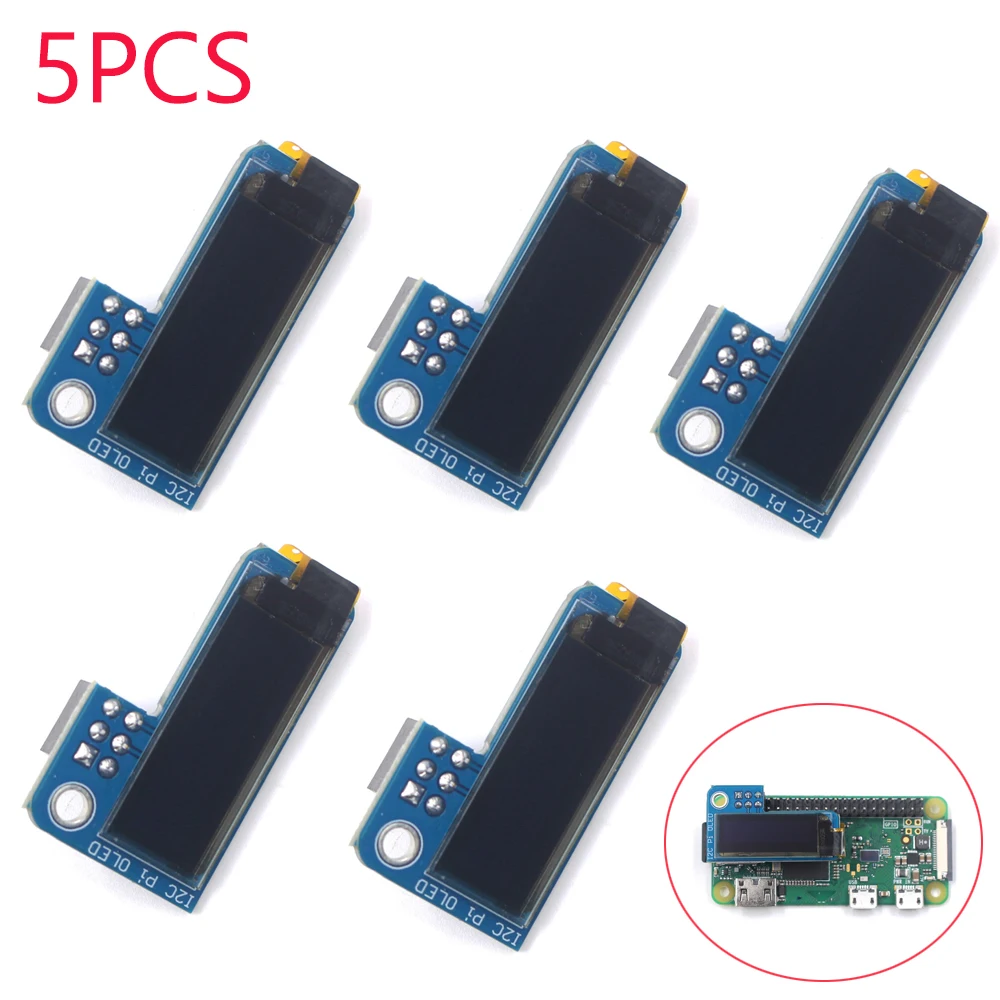 

5Pcs PiOLED 0.91 inch IIC I2C 128x32 OLED Monochrome Screen Add-on for Raspberry Pi 3 Zero SSD1306 Blue DC 3.3V