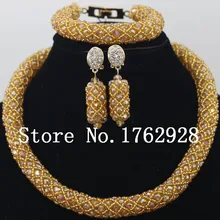 Сказочные бусы ожерелье прозрачная золотистая цвета шампань бусы Свадебный комплект ювелирных изделий нигерийские Свадебные африканские бусины комплект ювелирных изделий