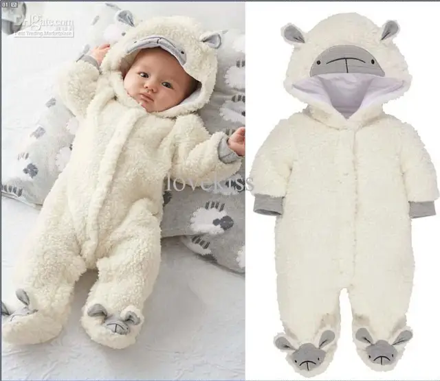 Hooded Boy Cotton+Polar Fleece Infant One Piece Clothing Baby One Piece