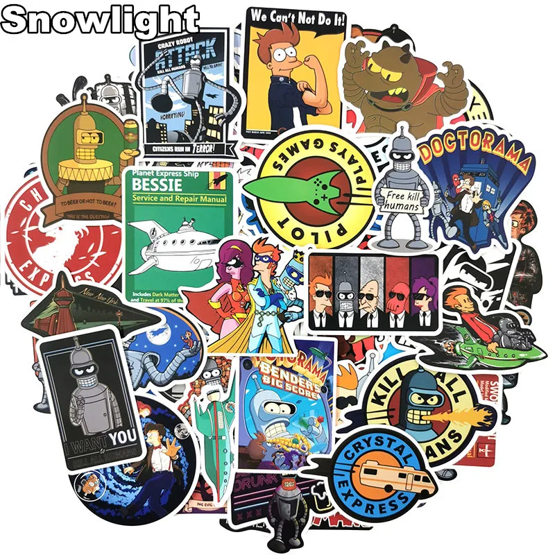 74Pcs/lot Futurama Cartoon Sticker Anime Graffiti Sticker For Laptop Motorcycle Skateboard Luggage Decal Toy Fun Sticker