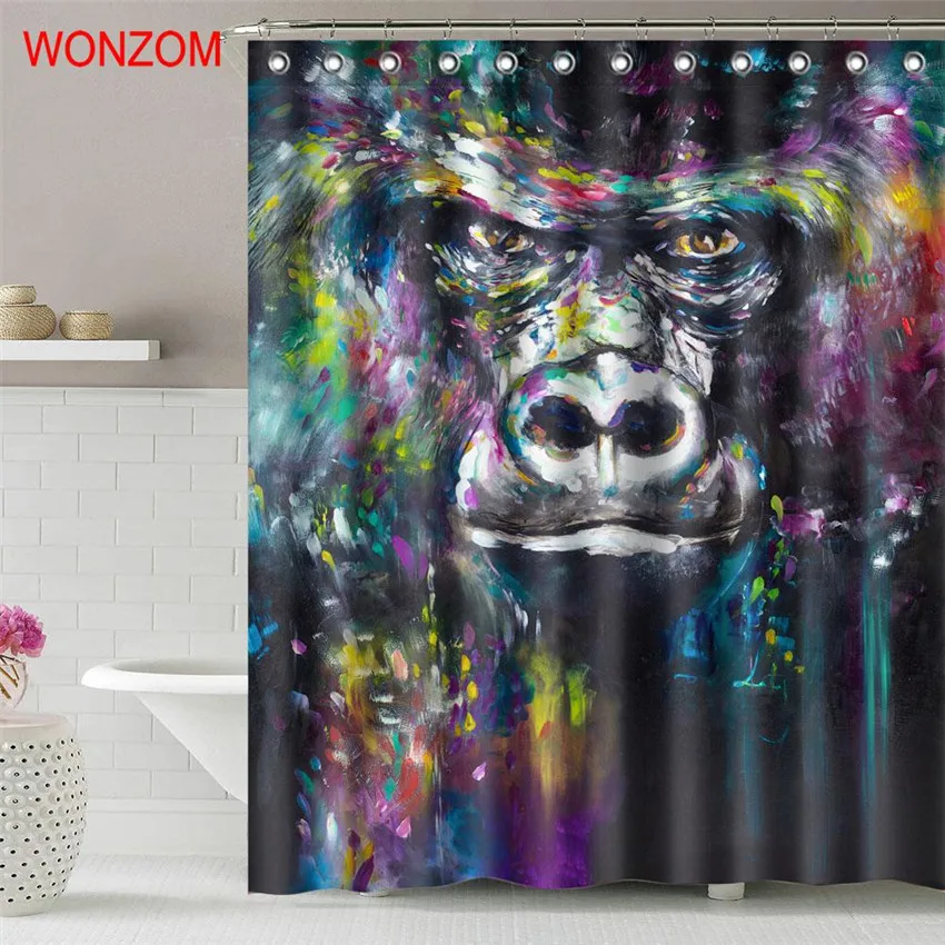 

WONZOM Orangutan Shower Curtain For Bathroom Decor Modern Animal Bath Waterproof Curtain with 12 Hooks 2018 Bathroom Accessories