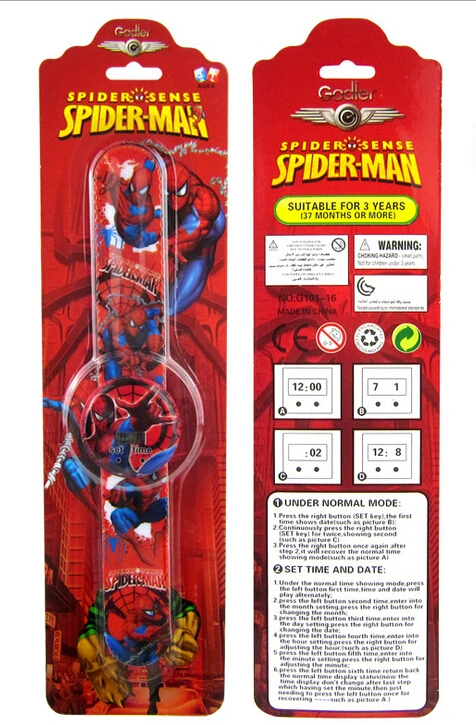 Free shipping New Lot 10 pcs spider-man PVC Children Cartoon Clap watch Digital watches | Наручные часы