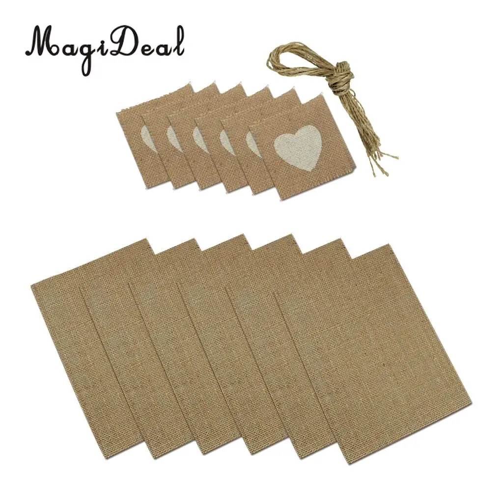 MagiDeal 6pcs Vintage Burlap Placemat Cup Coasters Jute Twine Wedding