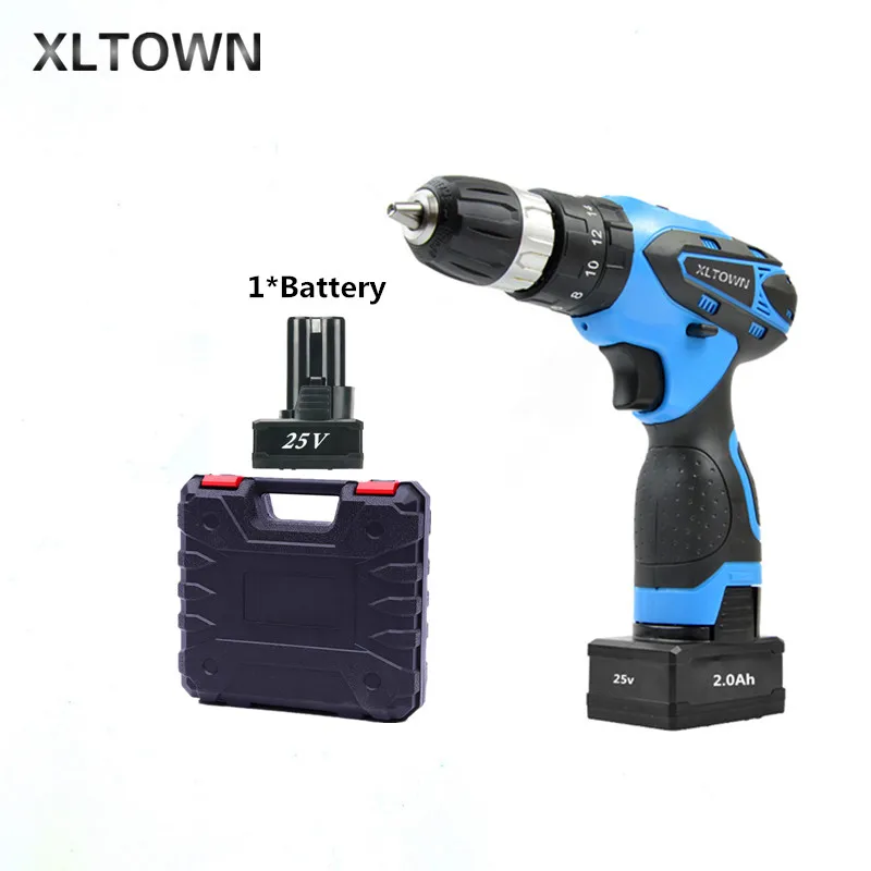 

XLTOWN 25V Impact Drill with a box Rechargeable Lithium Battery Multifunction Electric Screwdriver Household Power Tools