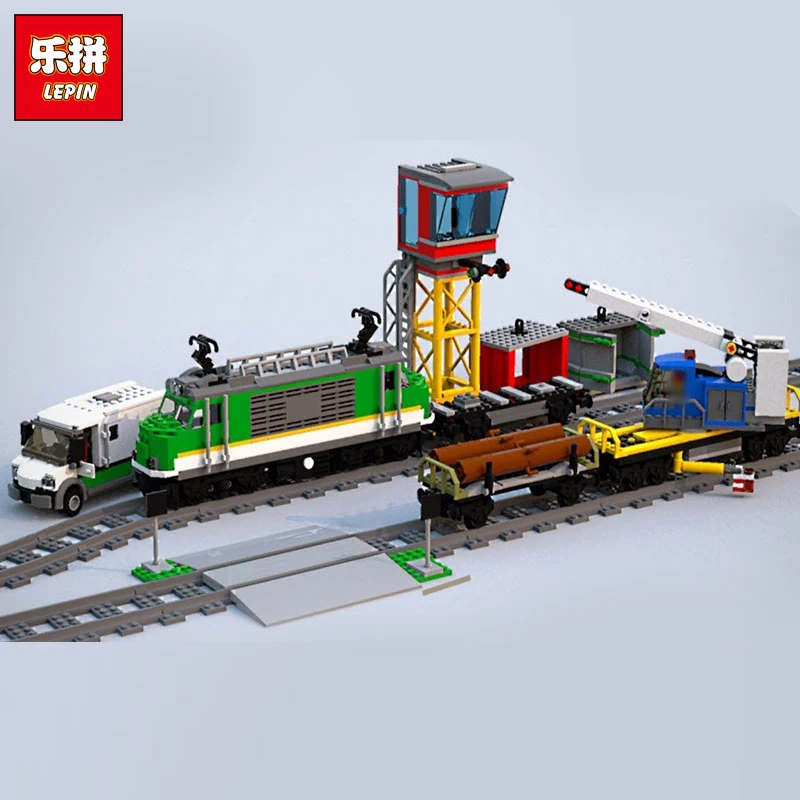 

2018 Lepin 02118 Compatible With Legoing 60198 City Cargo Train Building Blocks Bricks Power Up RC Toys With Battery Box