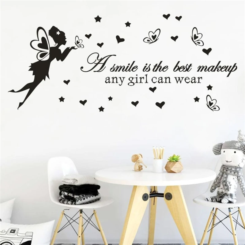2018 New Creative  A Smile Is The best Makeup Any Girl Can Wear PVC Wall Sticker Home  Non-toxic Removable Wall Stickers C0331#001