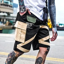 Шорты Карго с боковым карманом, летние прямые шорты для тренировок, короткие шорты для бега в стиле хип-хоп, камуфляжный дизайн, уличная одежда