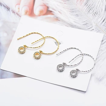

Temperament Korea Tassel Round Simple Hook 925 Sterling Silver Personality Fashion Female Dangle Earrings SEA368