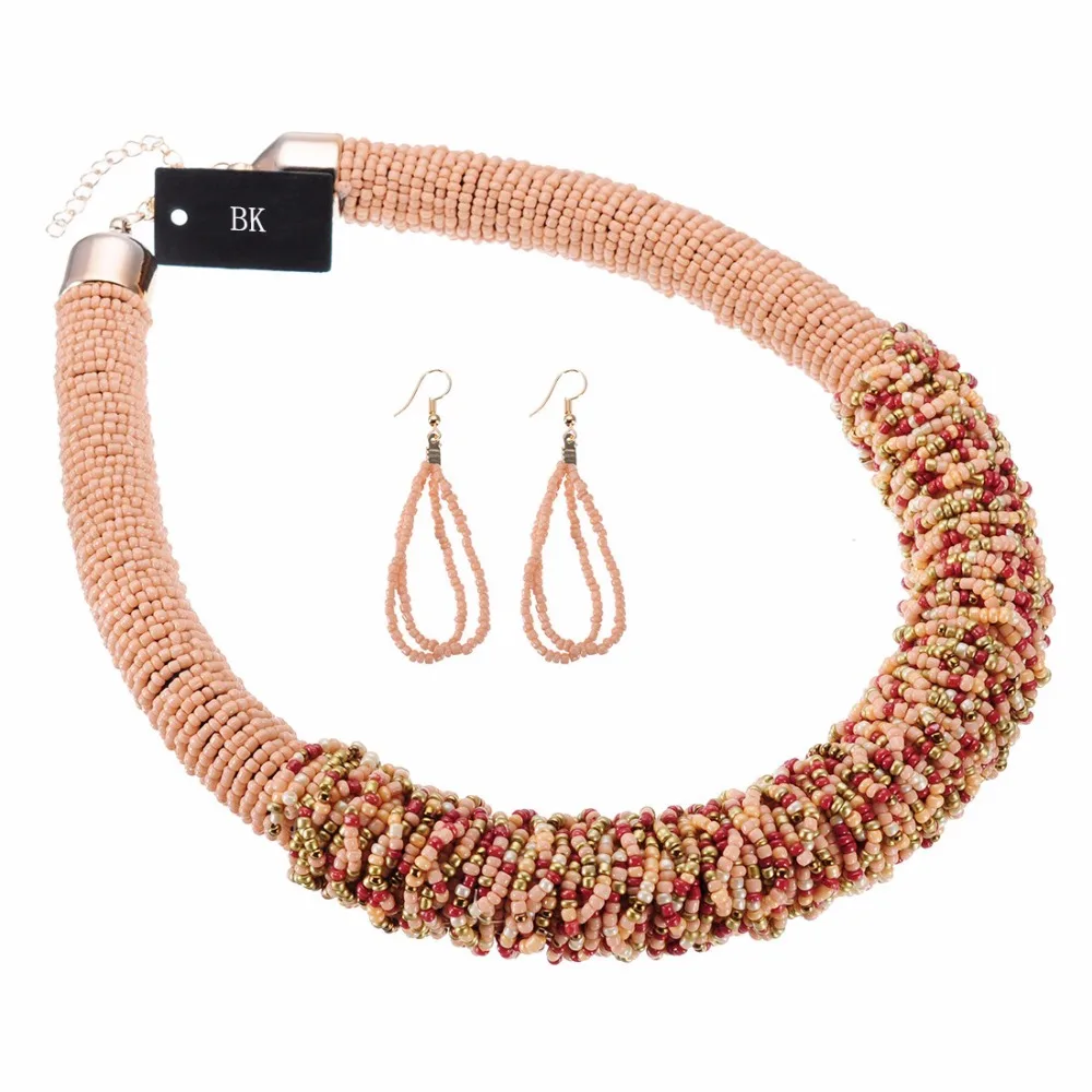 

BK Many 12 Colors Fashion Jewelry Chain Resin Seed Beads Chunky Choker Statement Bib Necklace New
