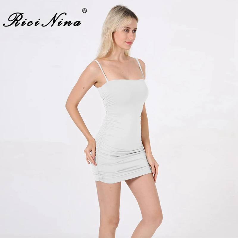 RICININA 2019 Summer Dress Women Spaghetti Strap Sexy Bodycon Mini Dress Ladies Casual Bandage Party Club Basic Skinny Dresses