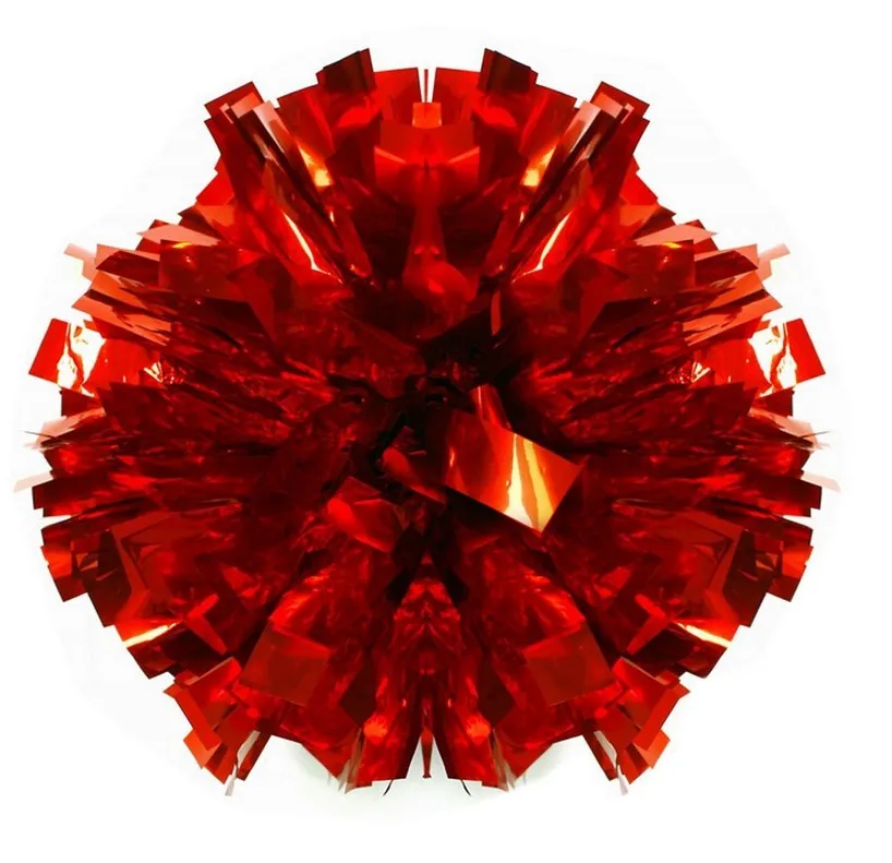 1 Pair Red Metallic Cheerleader Pom Poms Cheerleading Ball Dance Party