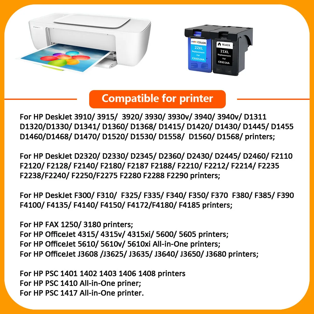 Картридж чернильный XiangYu 21 22 XL 21xl сменный картридж для HP 22XL F2180 F2280 3910 3915 D2320