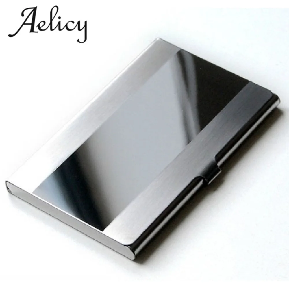 

Aelicy Card Holder Stainless Steel Silver Aluminium Credit Card Case Women Wallets Nueva Vogue Men ID Card Box