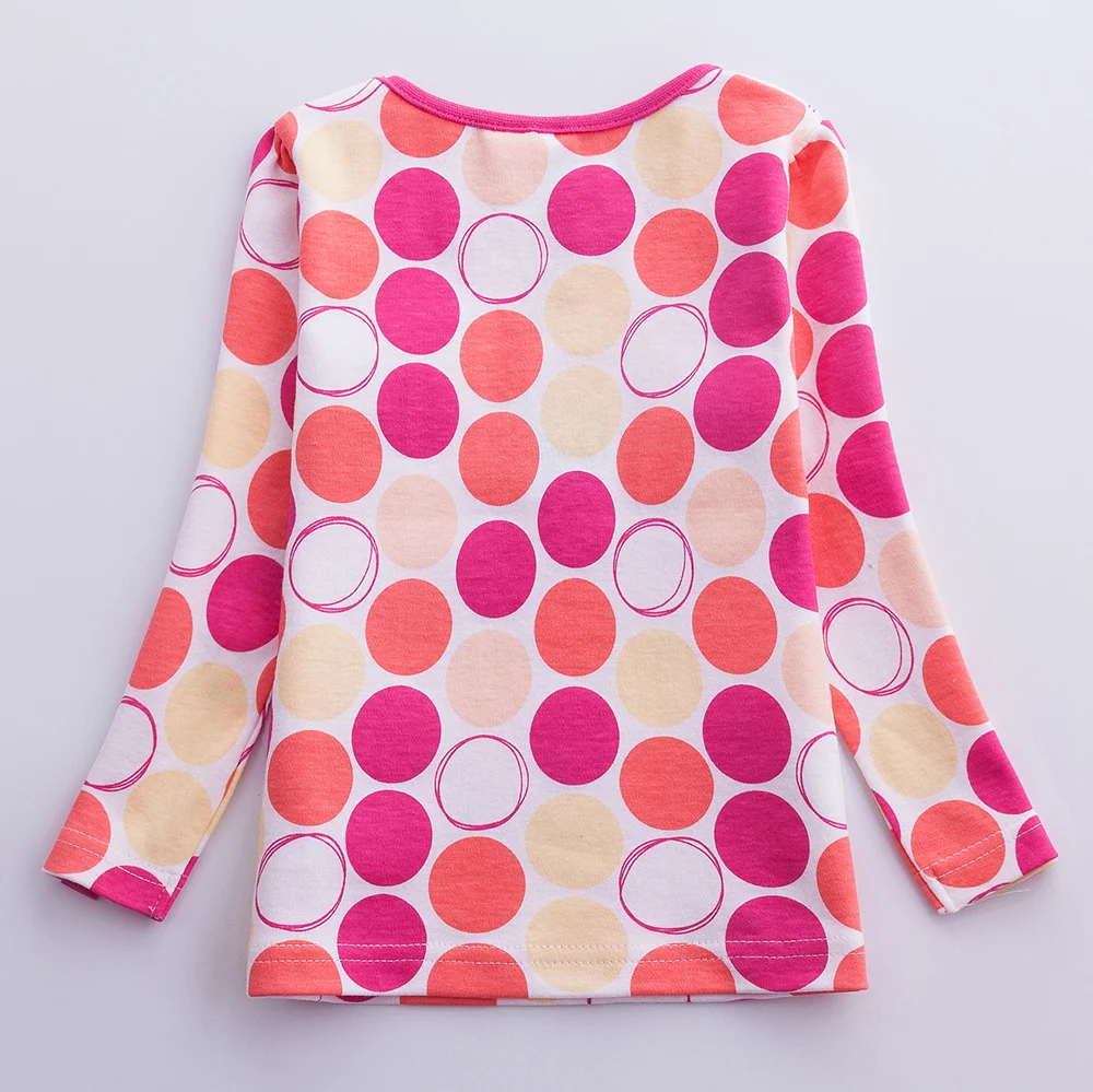 JUXINSU/хлопковая футболка с длинными рукавами и волнистым узором для девочек осенне-зимняя Повседневная стильная футболка с вышивкой для маленьких девочек, одежда для детей