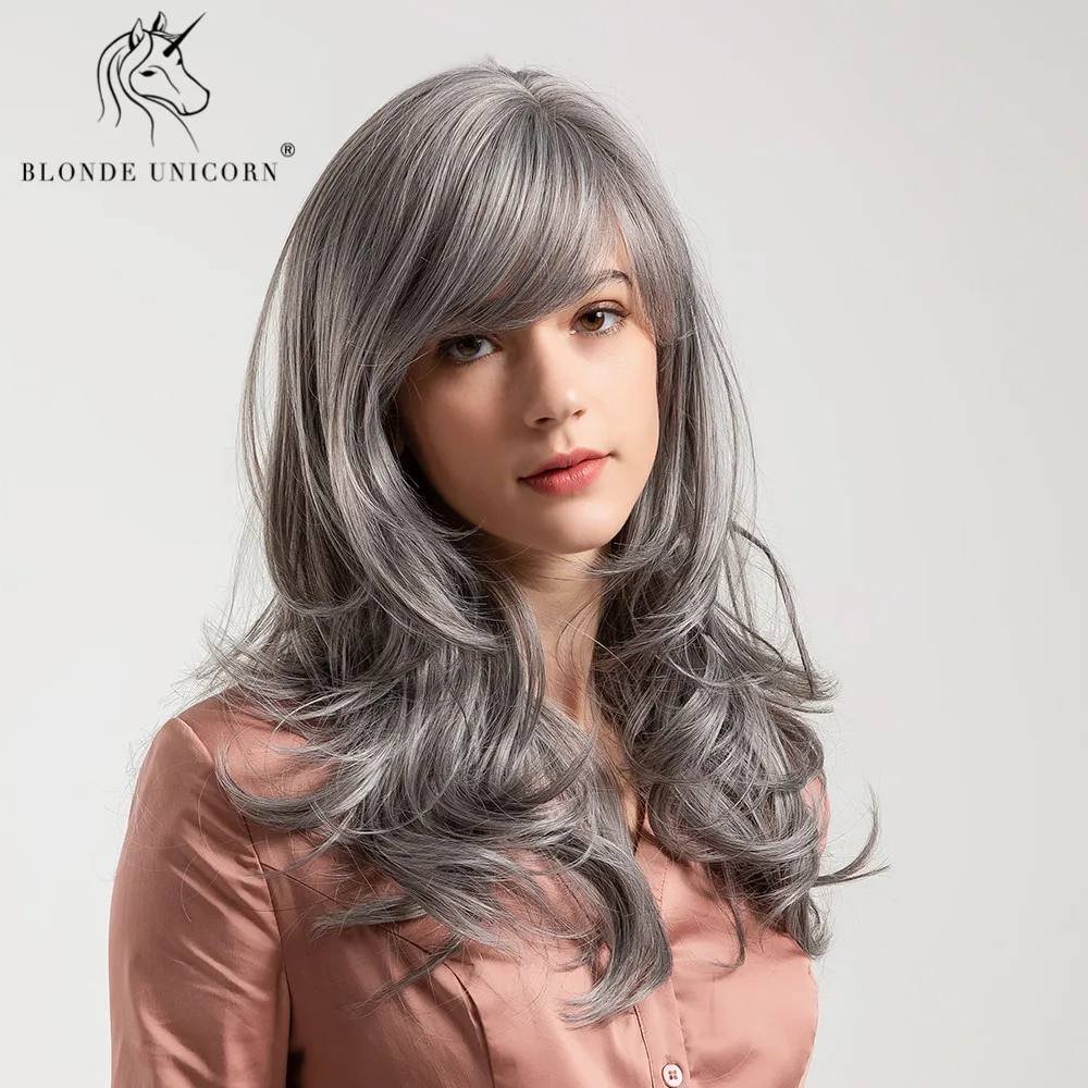 Blonde Unicorn 16 Inch Synthetic Cosplay Long Curly Hair Grey Wig