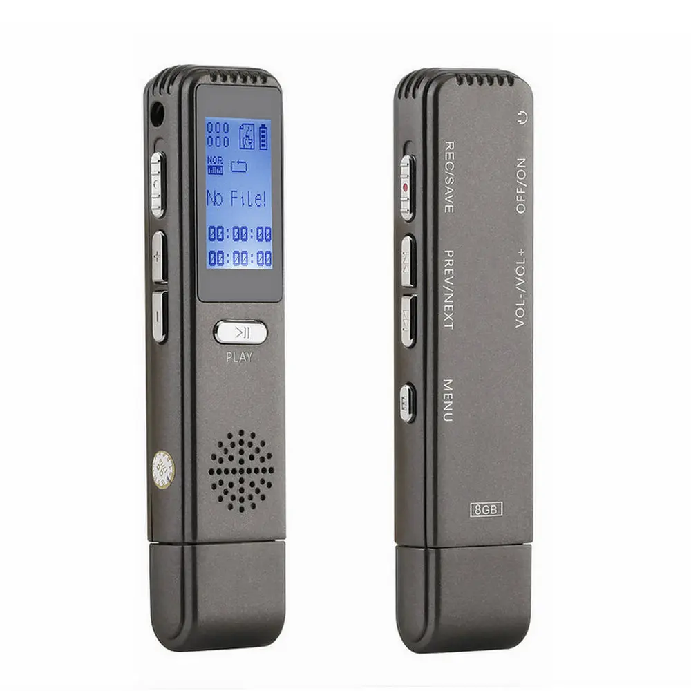 

8GB/16GB/32GB Voice Recorder USB Professional Dictaphone Digital Audio Voice Recorder With WAV MP3 Player Gray V25 Vandlion