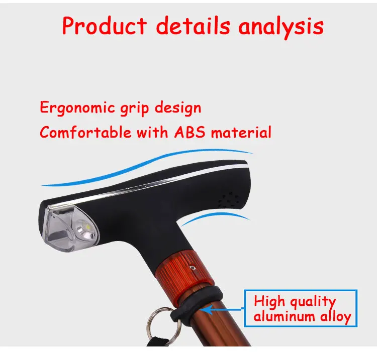 Cleye высокое качество старик треккинг трости свет Алюминий сплава с светодиодный противоскольжения Falling повязка на запястье сигнализации