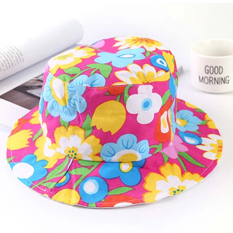 Flower Girl Baby Summer Sun Hat Infant Kids Cotton Bucket Cap with Chinstrap Stay On Head Breathable Sun Protect Cute Basin Hat3