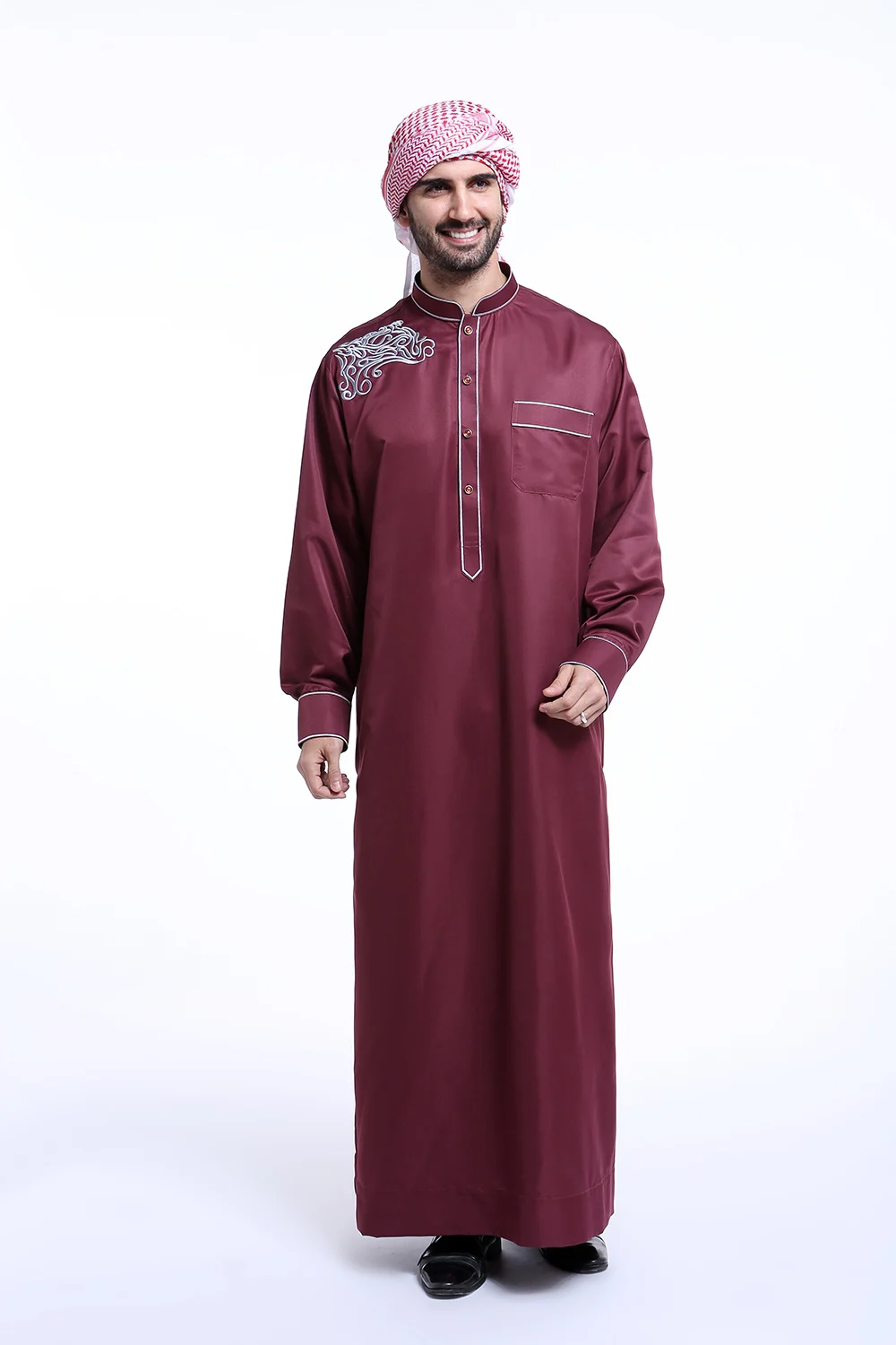 Высокое качество мусульманин ИСЛАМСКАЯ Костюмы для Для мужчин Аравия вышивка Абая плюс размер Дубай Для Мужчин's туника с длинными