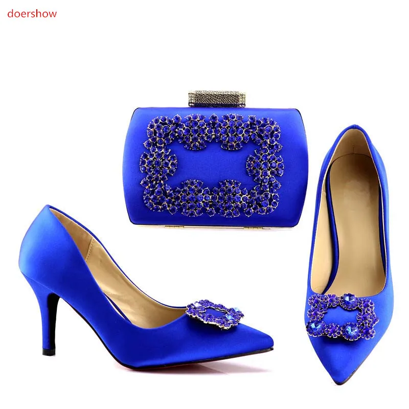 doershow blue Shoes and Bag To Match Italian Women Shoe and Bag To