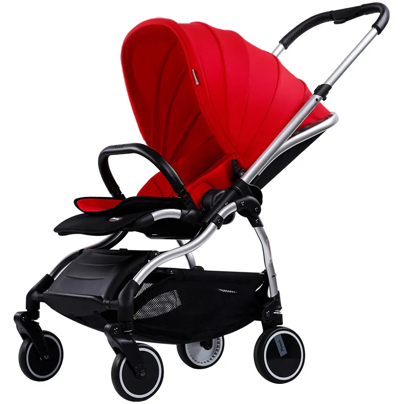  Two-way implementation of the stroller ultra-light can sit reclining portable four-wheel shock abso