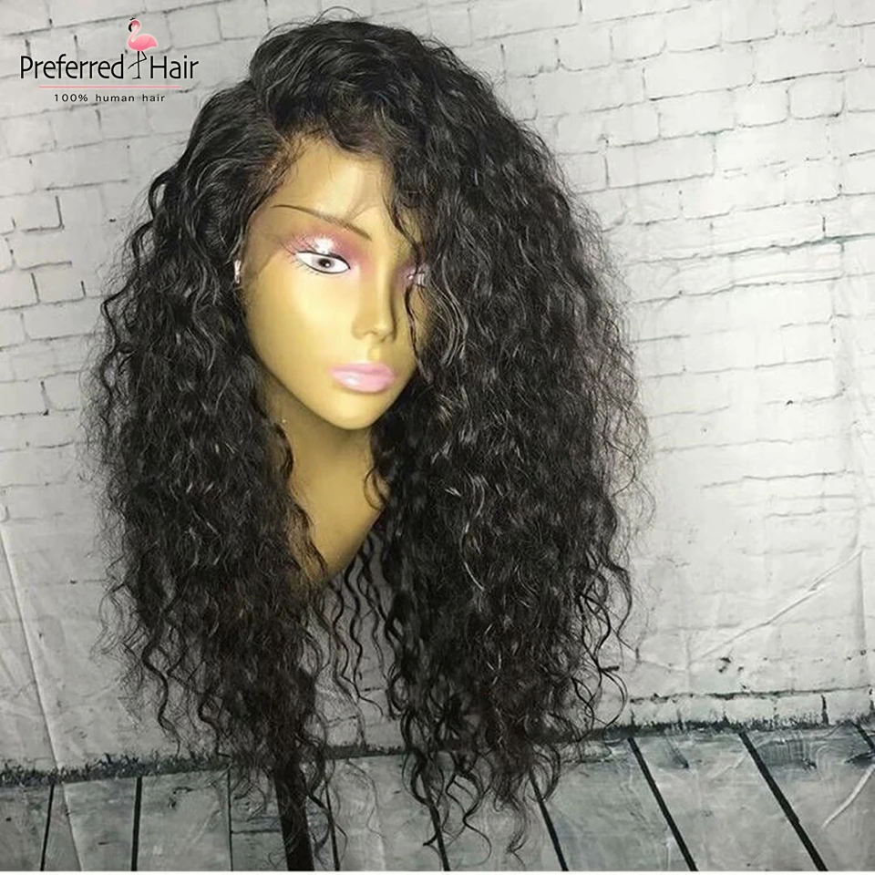

Preferred Curly Lace Front Wig With Baby Hair Side Part Brazilian Virgin Hair Pre Plucked Full Lace Human Hair Wigs For Women