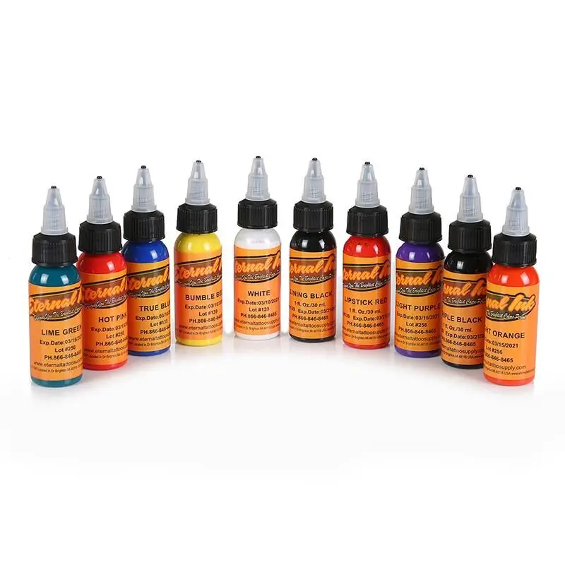 

2019 NEW 10 bottles of tattoo ink 30ml / bottle of pigment set 1oz professional beauty permanent makeup tool accessories