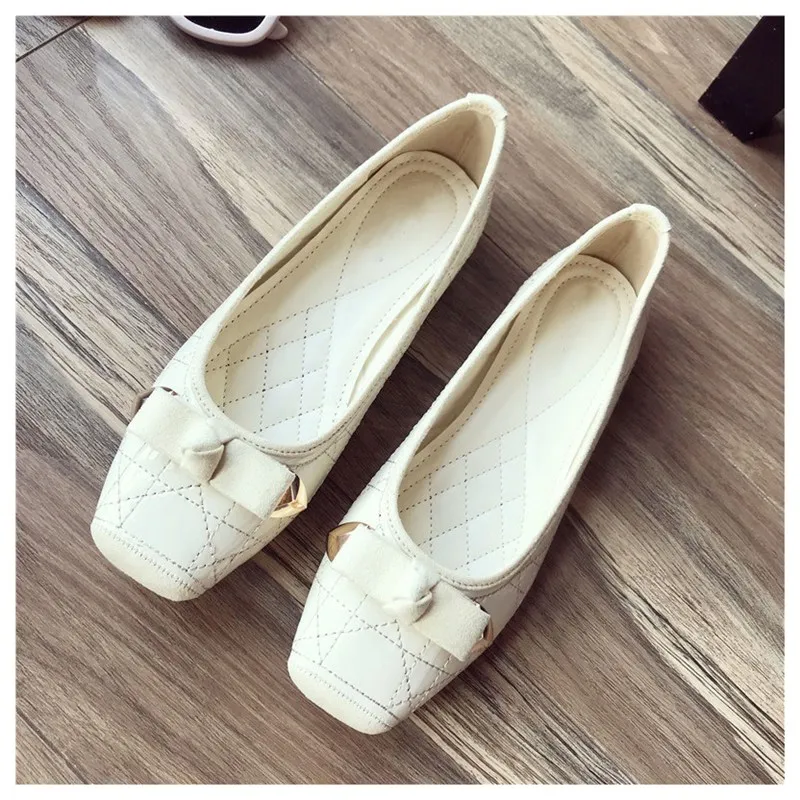 SUOJIALUN плюс Size35-40 Женская обувь на плоской подошве Осенняя женская обувь слипоны лоферы с квадратным носом Бабочка-узел балетки на плоской подошве женская обувь