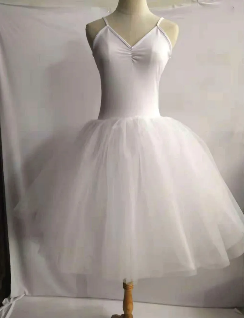 White Black Swan Ballet Costume For Women Adult Child Sleeveless Backless Professional Long Tutu Gymnastics Leotard For Girls ballet leotard ballet dress girls dance costumes