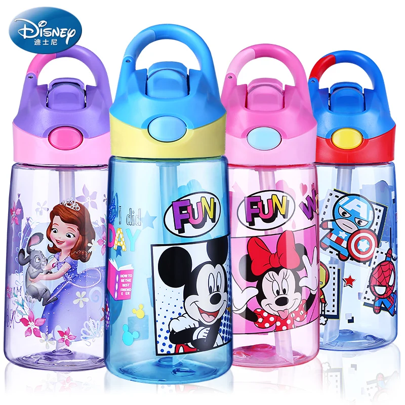 

460ML Baby Cups With Straw Plastic Drinking Feeding Bottles Portable Water Cup Marvel Tritan BPA Free Can be Hanging For School