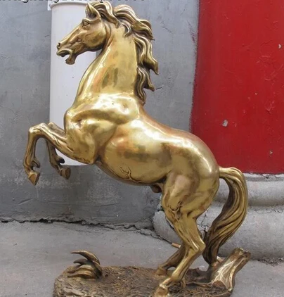 

004395 21"Chinese Superb Brass Lucky Pentium Horse Art Statue