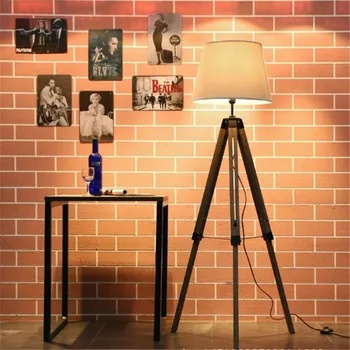 

Vintage Industrial Loft Wooden Fabric Liftable Floor Lamp with Foot Switch for Foyer Bedroom Hotel Deco H152cm Led E27 Light