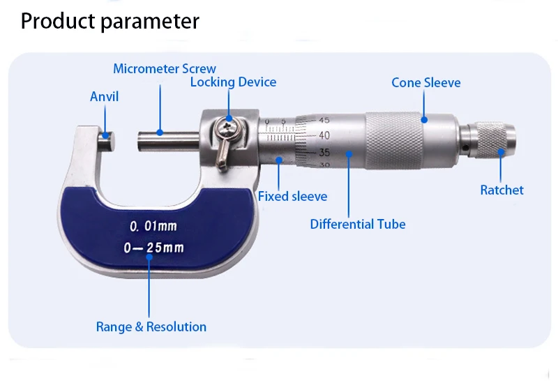 Наружный диаметр микрометра высококачественная нержавеющая сталь 0-25 мм циркуль спиральная проволока зажим 0,01 мм штангенциркуль, измерительные инструменты