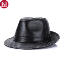 Новая мужская Шляпа Fedora из натуральной овечьей кожи, зимняя мужская шапка из натуральной овечьей кожи, верхняя шляпа из натуральной кожи, ковбойские шапки