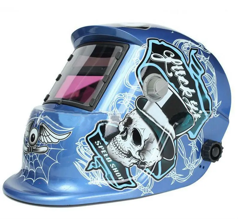 

Free Shipping Blue welding mask welding helmet texture to enjoy Soldering iron American Uncle Ruiz Large window