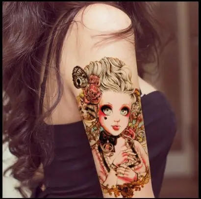 

2017 Top Fashion Real 21 * 15cm Painted Body Art Tattoo Disposable Water Transfer Sticker Temporary Anime Girl