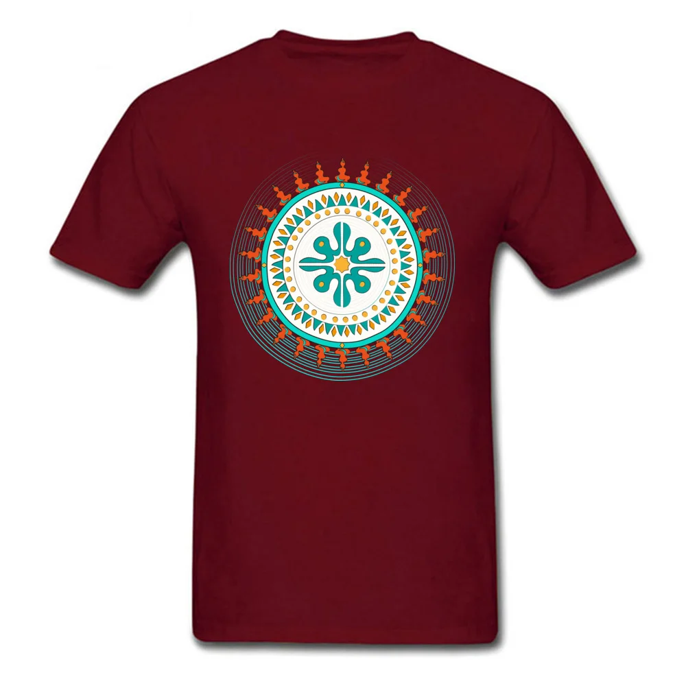 Tibetan Boho Top T-shirts Leisure Short Sleeve High Quality Round Collar 100% Cotton Tops Shirts T Shirt for Men Summer Tibetan Boho maroon