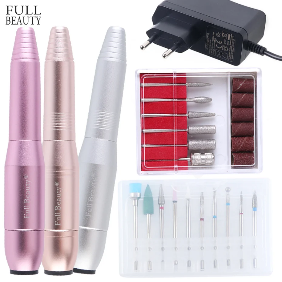 

Electric Nail Drill Pen Mini Machine File Polish Pedicure Handle With Manicure Drill Bits Cutter Nails Tools Mill Kit CHMT01-03