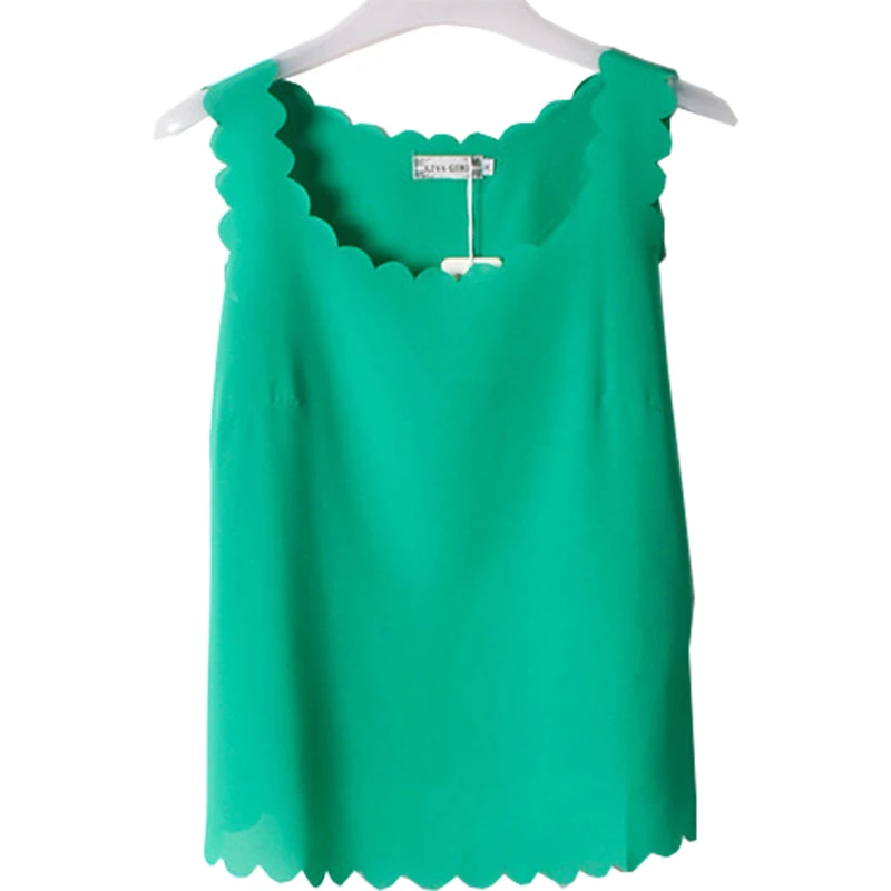 

t-shirt women 2019 large size wave vest loose sling bottoming shirt lace vest sleeveless chiffon korean vestidos HJY1001