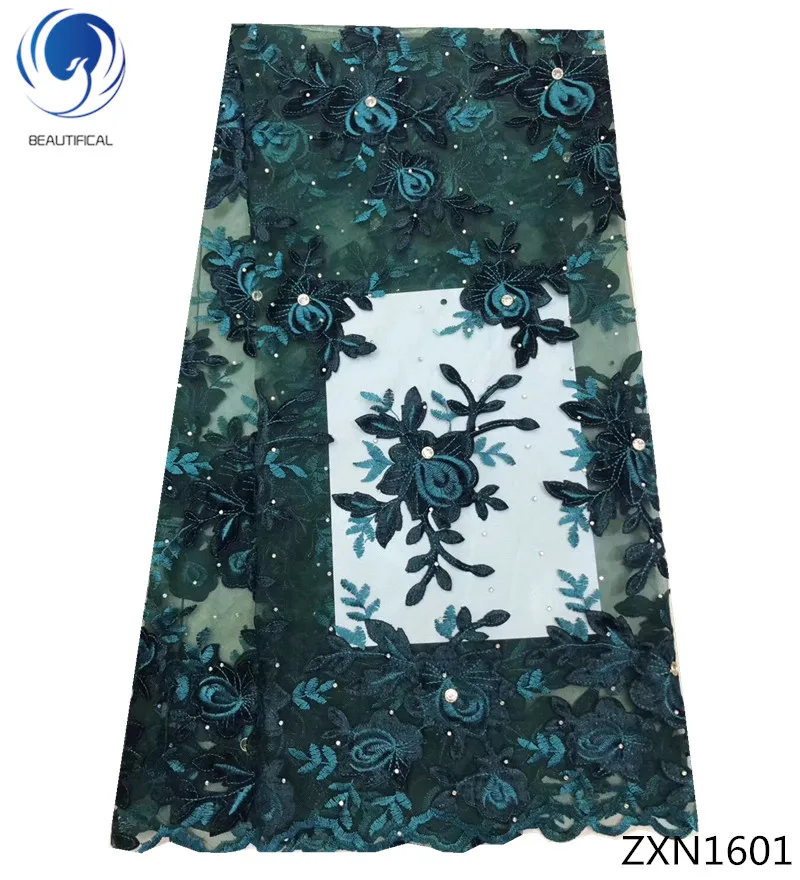 

BEAUTIFICAL African Lace Fabric 2019 fashion Nigerian Net Lace Fabric with Stones Embroidery Tulle French Lace Women ZXN16