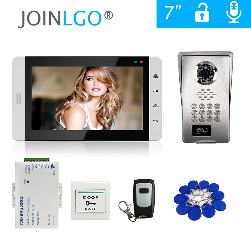 FREE SHIP 7\ Touch LCD Monitor Video Door Phone Intercom System + Metal RFID Code Keypad Unlock Outdoor Camera + Power